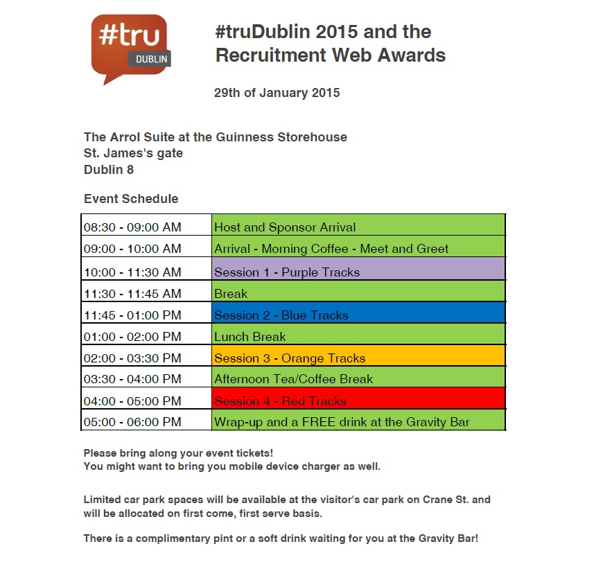 truDublin Event Schedule